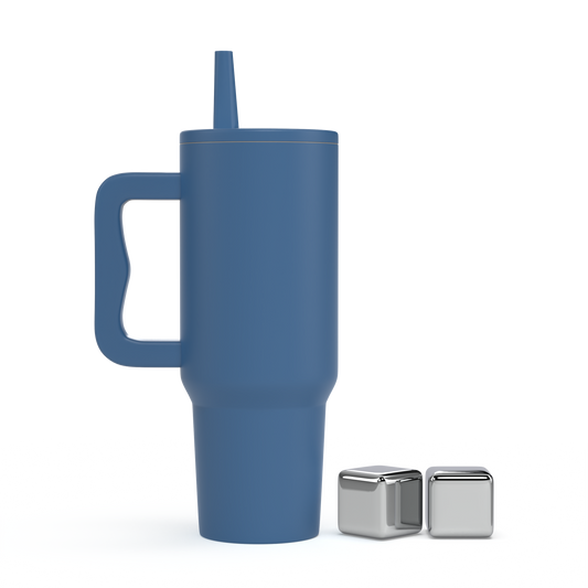 Enem Stainless Steel Blue Tumbler, with 2 Stainless Steel Ice Cubes, 1.2 L