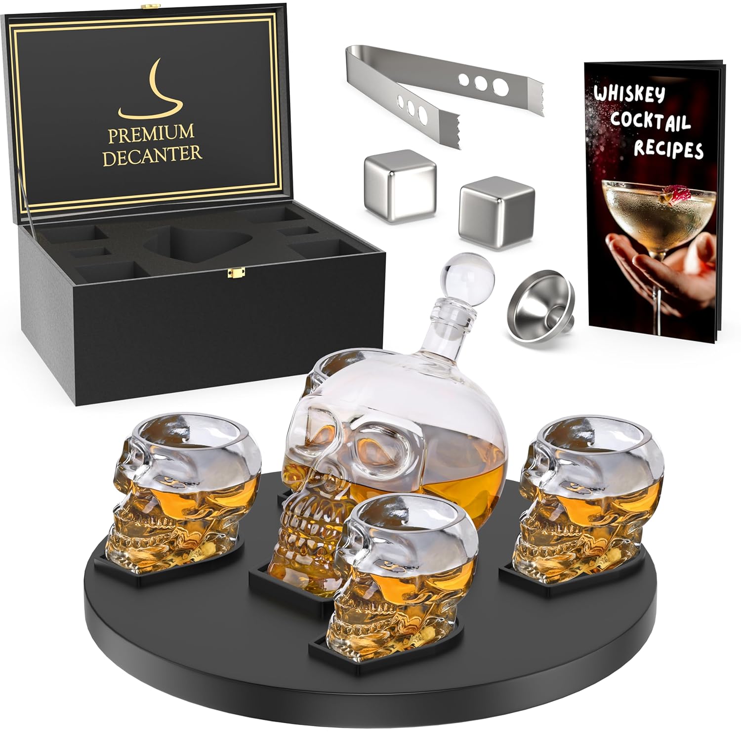 Enem Whiskey Skull Decanter Set