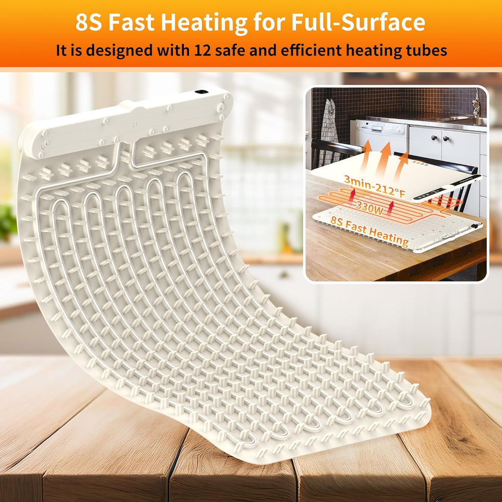 Enem Food Warmer Electric, with Extra Head Pad, Food Warming mat, Food Warmer Electric, 1 Year Warranty & Full Customer Support from Enem, Heat Pad with Adjustable Temperature Levels, 81 * 38 cm