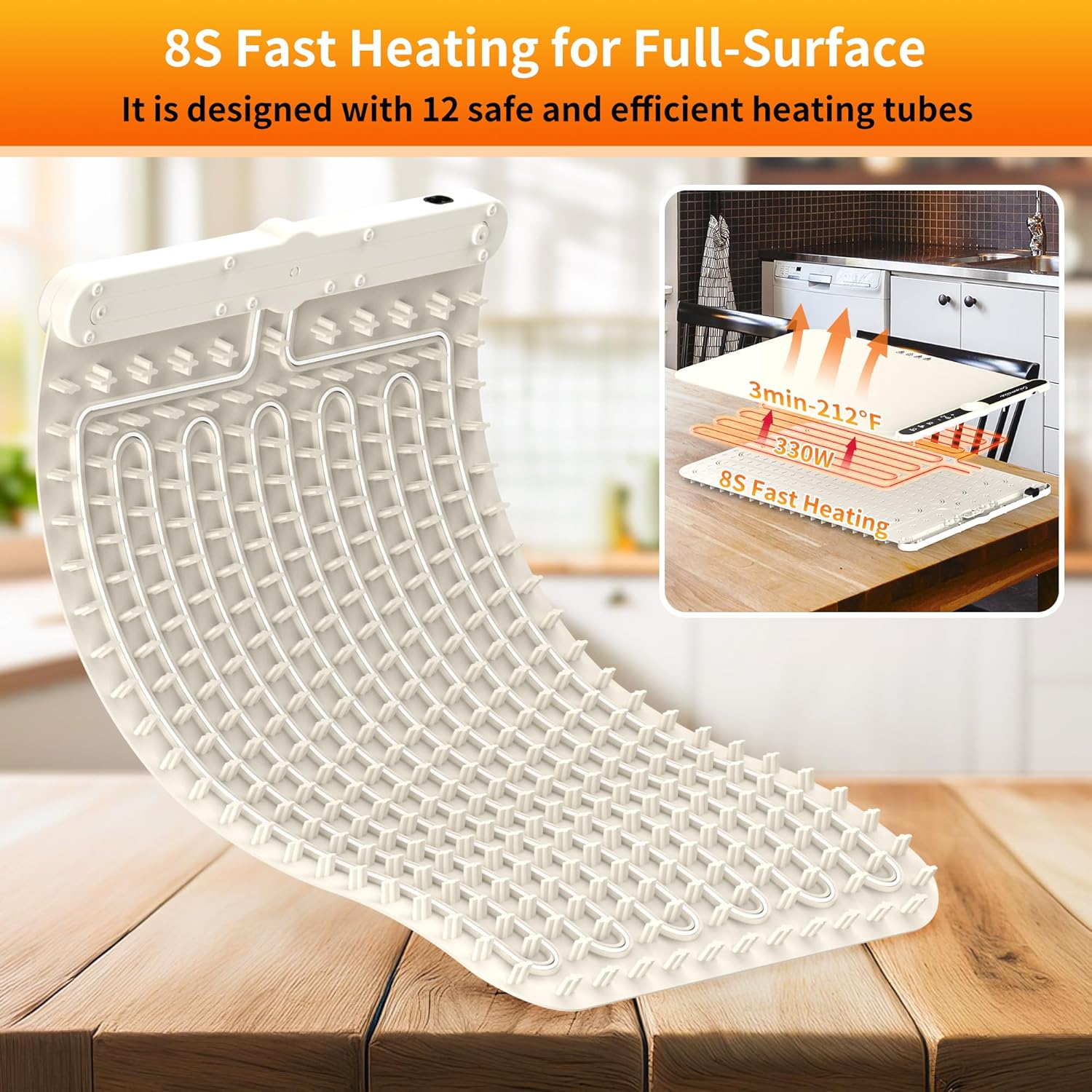 Enem Food Warming mat, Food Warmer Electric, 1 Year Warranty & Full Customer Support from Enem, Heat Pad with Adjustable Temperature Levels, Portable Buffet, 81 * 38 cm, with Heat Insulation Pad