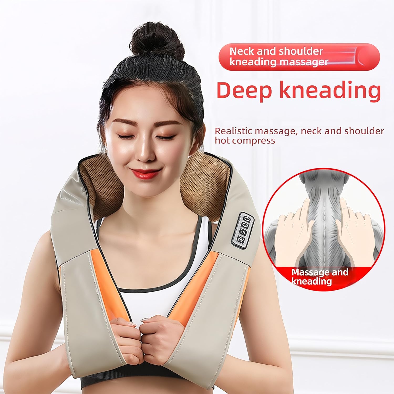 ENEM Shiatsu Back Massager with Heat – Deep Tissue Kneading Massage Cushion | 8 Rotating Nodes