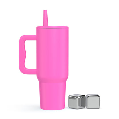 Enem Stainless Steel Pink Tumbler, with 2 Stainless Steel Ice Cubes, 1.2 L