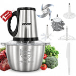 enem Electric Chopper for Kitchen, 2 Litre Stainless Steel Meat Mincer Without Glass Container, 300W Vegetable Cutter with 5 Attachments, Garlic Peeler, Egg Whisker & Carrot Grater