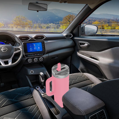 enem Tumbler, Creamy Pink, Tumbler with Inbuilt Straw, Sipper, with Lid Leak Proof, 1 Metal Ice Cube & 1 Copper Spring (Tamba), Mug Travel, 1.2L