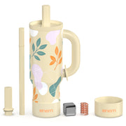 ENEM Stainless Steel Insulated Tumbler 1200ml – Travel Mug | Plugged Straw | Desert Leaf | With Accessories