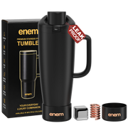 enem Midnight Black Inbuilt Straw Tumbler with Handle, Stainless Steel Large Travel Mug, 1.2L