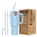 Enem Tumbler, Sky Bloom, Tumbler with Metal Straw, Sipper, with Lid Leak Proof,  (1.2L) - Without Accessories