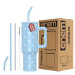 Enem Tumbler, Sky Bloom, Insulated Premium Vacuum Tumblers, Stainless Steel Travel Mug with Handle, Lid & Straw, 1.2L Tumbler for Coffee, Iced Tea, or Water - Without Accessories