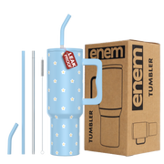 Enem Tumbler, Sky Bloom, Insulated Premium Vacuum Tumblers, Stainless Steel Travel Mug with Handle, Lid & Straw, 1.2L Tumbler for Coffee, Iced Tea, or Water - Without Accessories