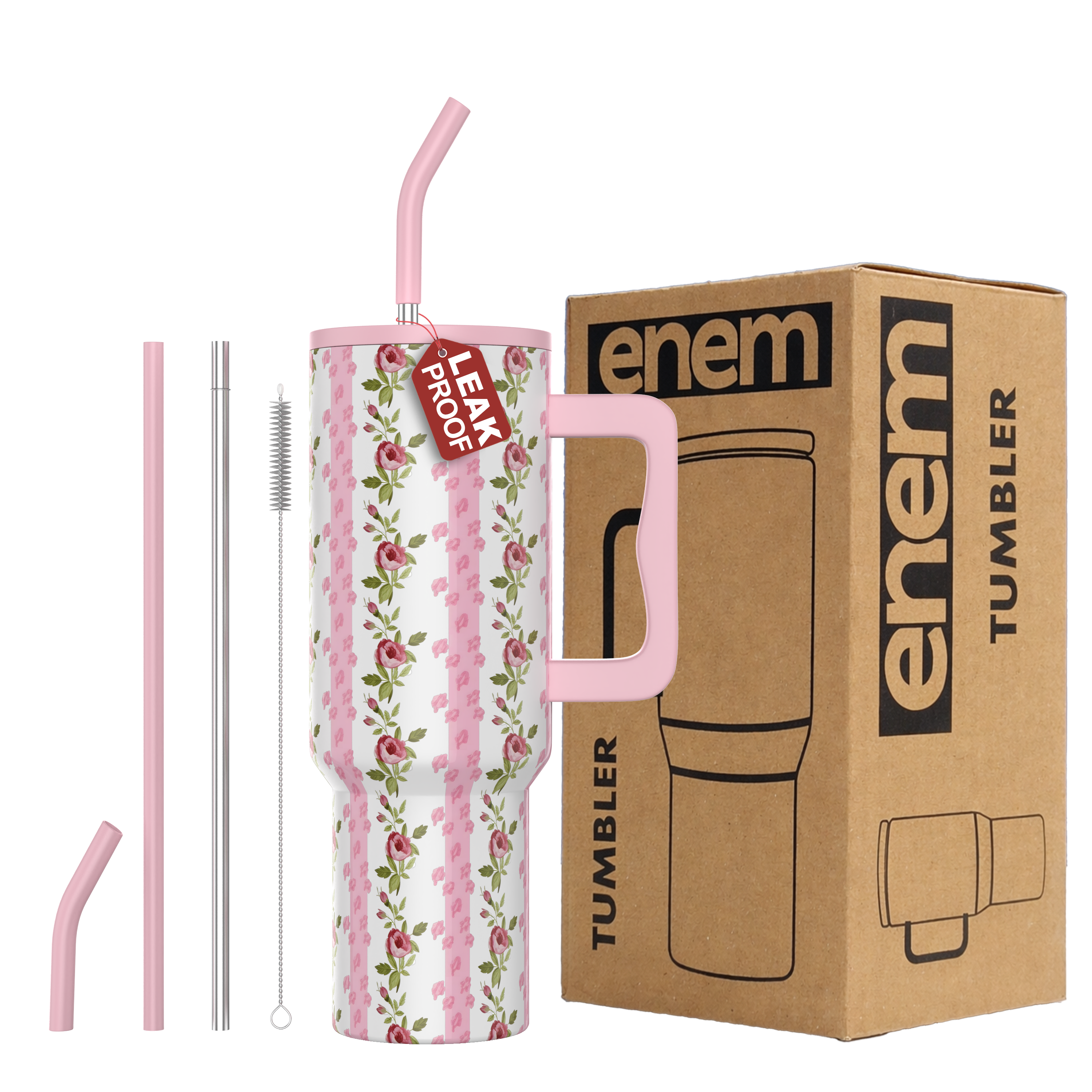 ENEM Stainless Steel Insulated Tumbler 1200ml –  Travel Mug | Rosewood Romance | Without Accessories