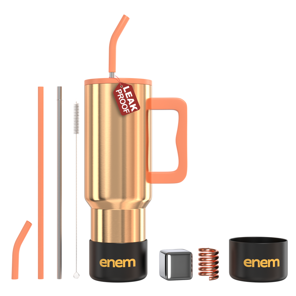 ENEM Stainless Steel Insulated Tumbler 1200ml – Leakproof Travel Mug | Liquid Gold