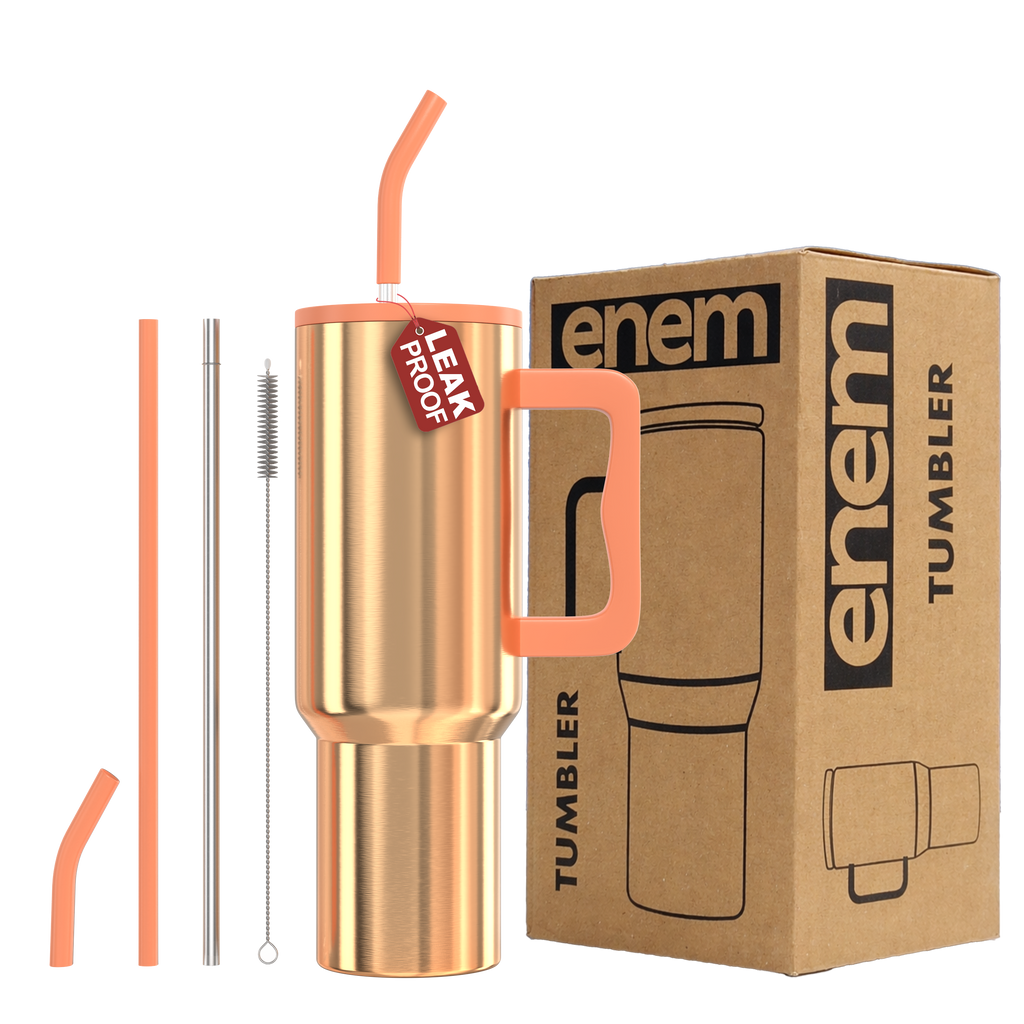 ENEM Stainless Steel Insulated Tumbler 1200ml – Leakproof Travel Mug | Liquid Gold | Without Accessories
