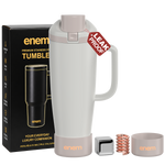 enem Vanilla Latte Inbuilt Straw Tumbler with Handle, Stainless Steel Large Travel Mug, 1.2L