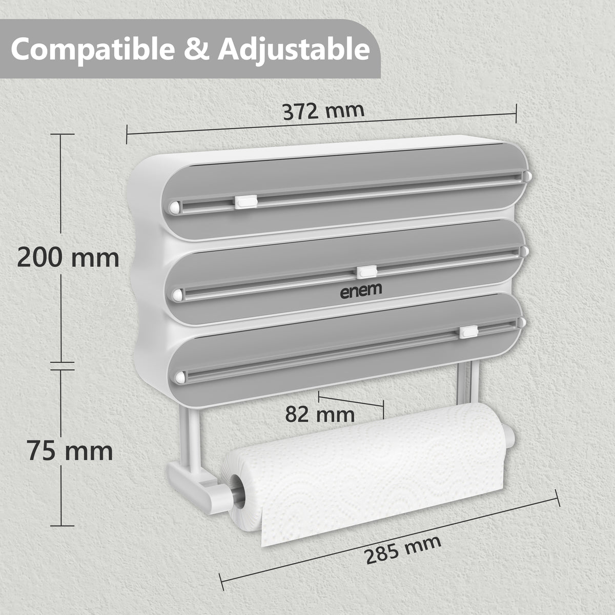 Enem 4-in-1 Cling Wrap Dispenser- Grey