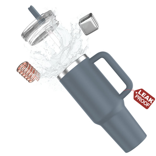 enem Tumbler, Ocean Haze, Tumbler with Inbuilt Straw, Sipper, with Lid Leak Proof, 1 Metal Ice Cube & 1 Copper Spring (Tamba), Mug Travel, 1.2L