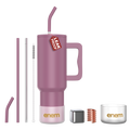 enem Tumbler, Rose Dusk, Tumbler with Metal Straw, Sipper, with Lid Leak Proof, 1 Metal Ice Cube, 1 Copper Spring (Tamba), Base Protector, Mug Travel, 1.2L
