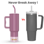 enem Tumbler, Rose Dusk, Tumbler with Metal Straw, Sipper, with Lid Leak Proof, 1 Metal Ice Cube, 1 Copper Spring (Tamba), Base Protector, Mug Travel, 1.2L