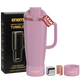 enem Velvet Rose Inbuilt Straw Tumbler with Handle, Stainless Steel Large Travel Mug, 1.2L