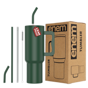 enem Tumbler, Deep Jungle, Insulated Premium Vacuum  Tumblers, Stainless Steel Travel Mug with Handle, Lid & Straw, 1.2L Tumbler for Coffee, Iced Tea, or Water
