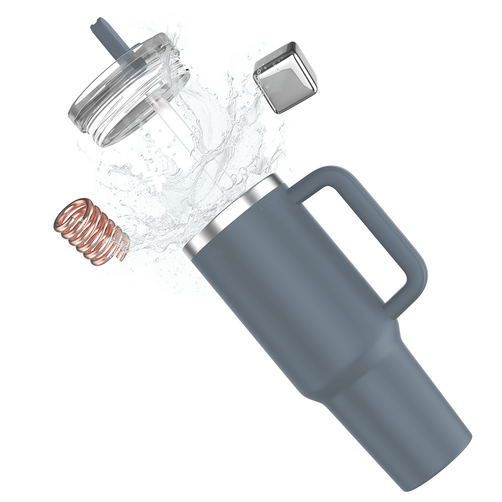 enem Tumbler, Ocean Haze, Tumbler with Inbuilt Straw, Sipper, with Lid Leak Proof, 1 Metal Ice Cube & 1 Copper Spring (Tamba), Mug Travel, 1.2L