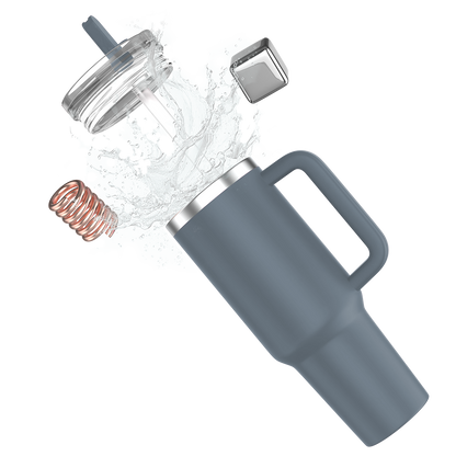 enem Tumbler, Ocean Haze, Tumbler with Inbuilt Straw, Sipper, with Lid Leak Proof, 1 Metal Ice Cube & 1 Copper Spring (Tamba), Mug Travel, 1.2L