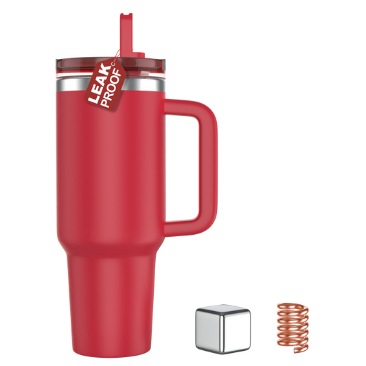 Enem Tumbler, Red Hot, Tumbler with Inbuilt Straw, Sipper, with Lid Leak Proof, 1 Metal Ice Cube & 1 Copper Spring