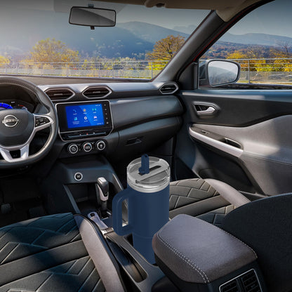 enem Tumbler, Denim Sky, Tumbler with Inbuilt Straw, Sipper, with Lid Leak Proof, 1 Metal Ice Cube & 1 Copper Spring (Tamba), Mug Travel, 1.2L