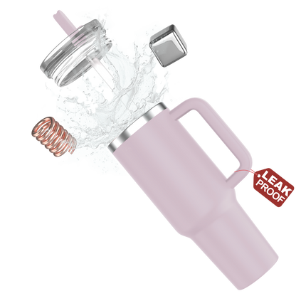 enem Tumbler, Velvet Lilac. Tumbler with Inbuilt Straw, Sipper, with Lid Leak Proof, 1 Metal Ice Cube & 1 Copper Spring (Tamba), Mug Travel, 1.2L