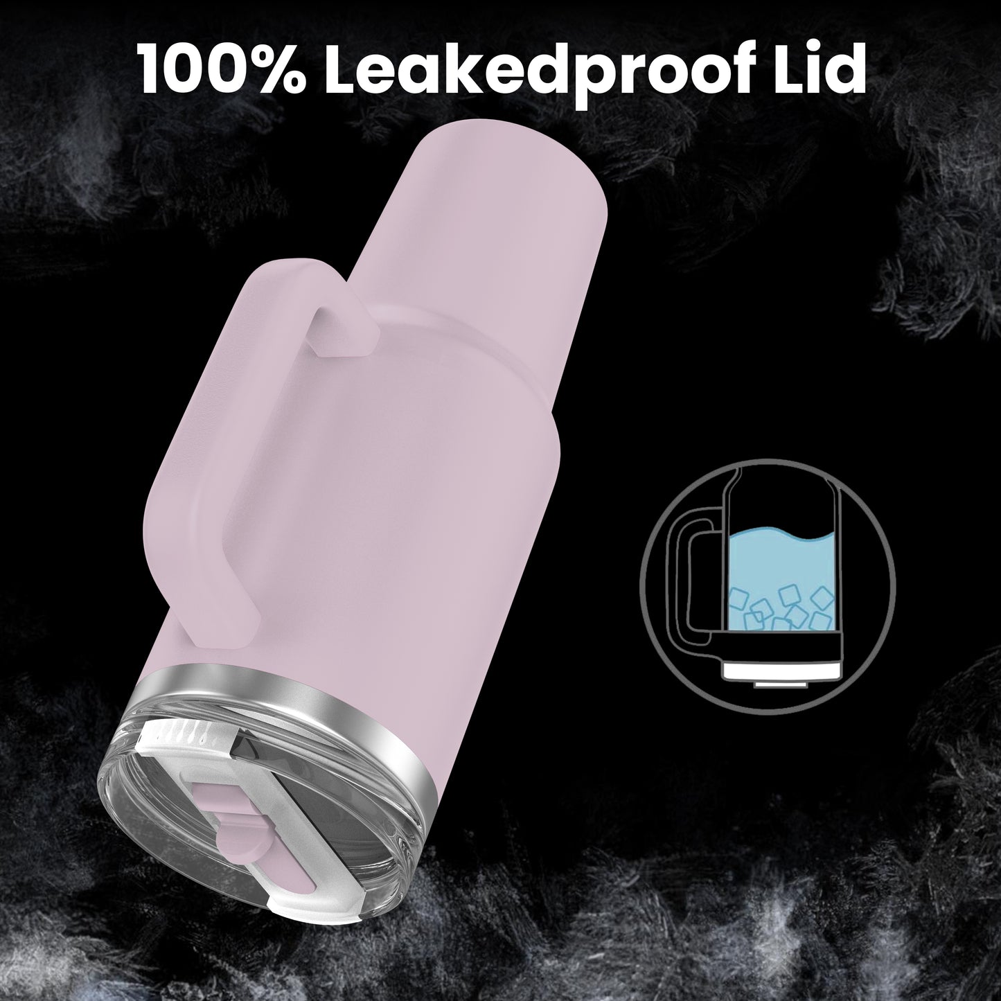 enem Tumbler, Velvet Lilac. Tumbler with Inbuilt Straw, Sipper, with Lid Leak Proof, 1 Metal Ice Cube & 1 Copper Spring (Tamba), Mug Travel, 1.2L