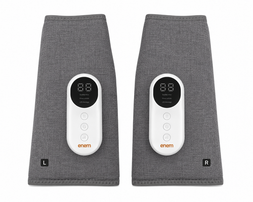 enem Leg Massager for Circulation, Air Compression Calf Massager with Heat, 3 Massage Modes & 3 Intensity Levels, Adjustable Leg Wraps for Muscle Relaxation, Foot & Calf Massage, (Pair, Gr