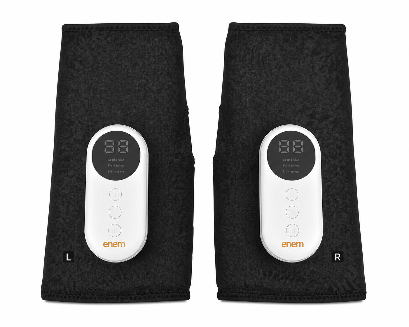 enem Leg Massager for Circulation, Air Compression Calf Massager with Heat, 3 Massage Modes & 3 Intensity Levels, Adjustable Leg Wraps for Muscle Relaxation, Foot & Calf Massage, (Pair, Black)