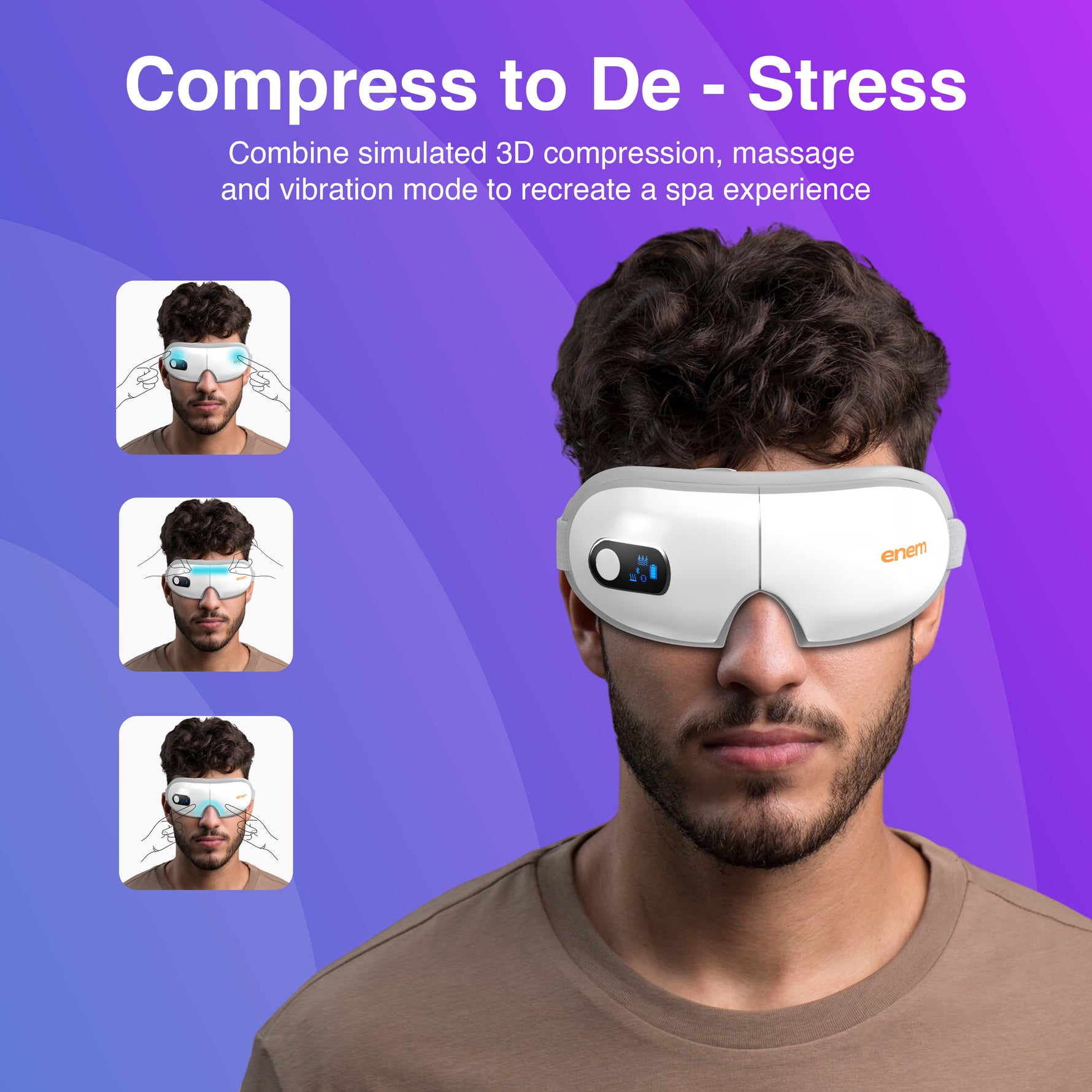 ENEM Eye Massager with Heat & Air Compression – Stress Relief, Reduce Eye Strain & Improve Sleep | Bluetooth Music