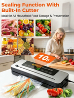 ENEM Vacuum Sealer Machine for Packing with Cutter, with 2 Year Warranty from enem, Sealing Machine for Food Packets, 65kpa Automatic Dry & Wet Air Packet Sealer Machine, With Free 20 Vacuum Pouches