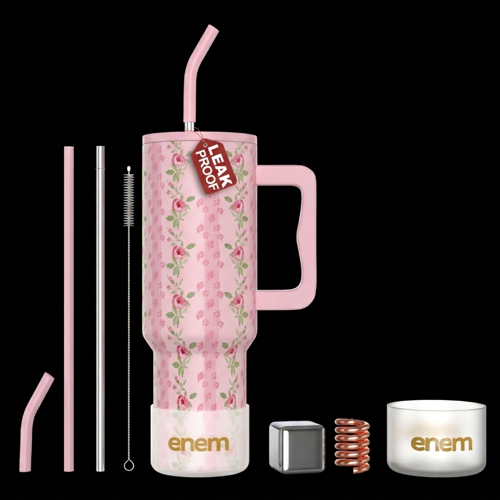 ENEM Stainless Steel Insulated Tumbler 1200ml – Travel Mug | New Rosewood Romance