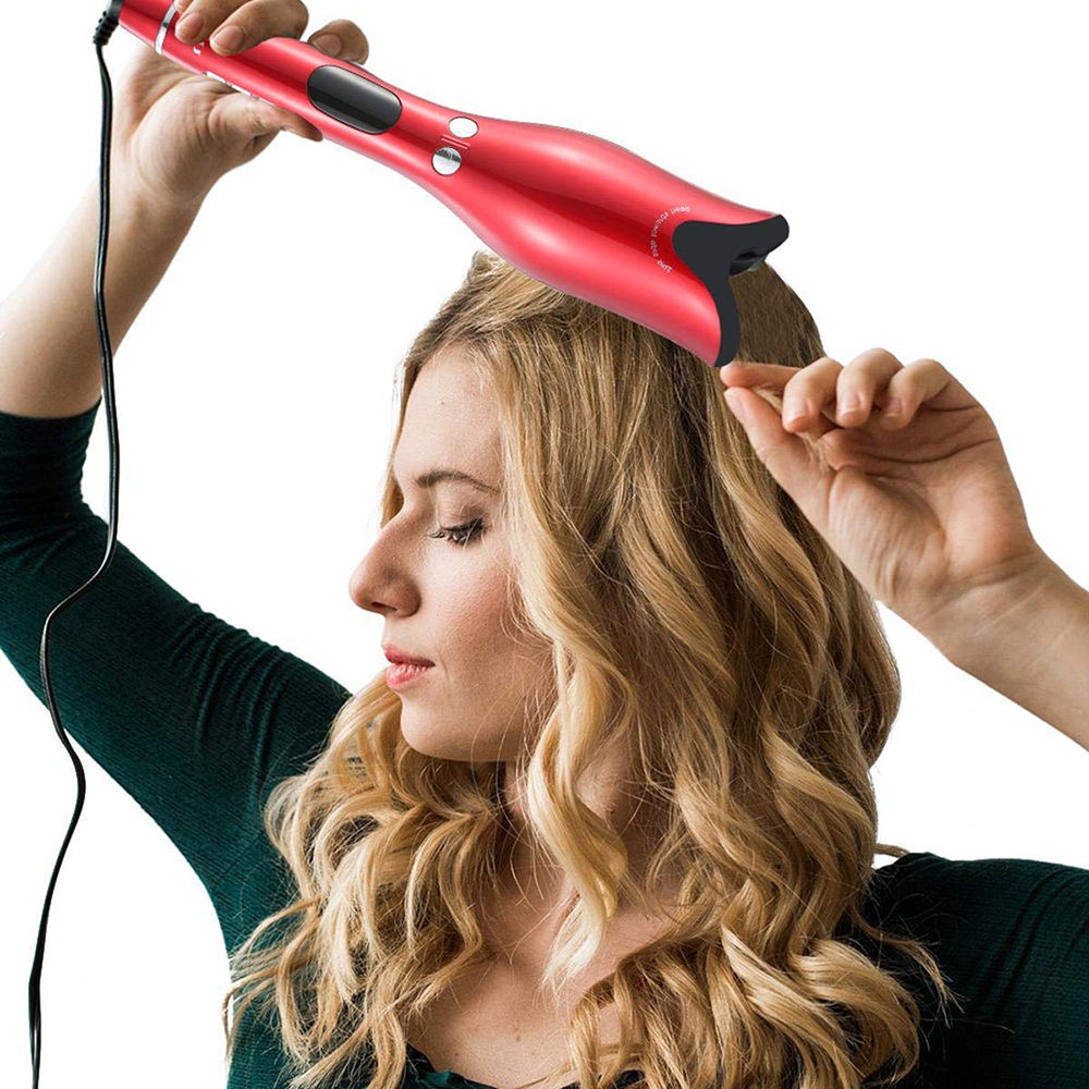 ENEM Hair Curler Machine, Easy, Automatic Hair Curler for women, with 1 year Warranty from enem, 4 Temperature Settings, Anti-Scald Design Curler, Quick Curls in 10 Minutes, 360° Swivel Cord for Effortless Styling (Red)