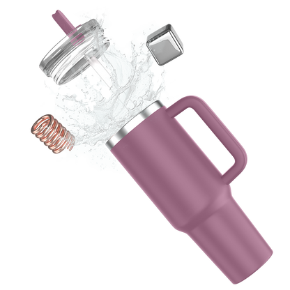 enem Tumbler, Rose Dusk, Tumbler with Inbuilt Straw, Sipper, with Lid Leak Proof, 1 Metal Ice Cube & 1 Copper Spring (Tamba), Mug Travel, 1.2L