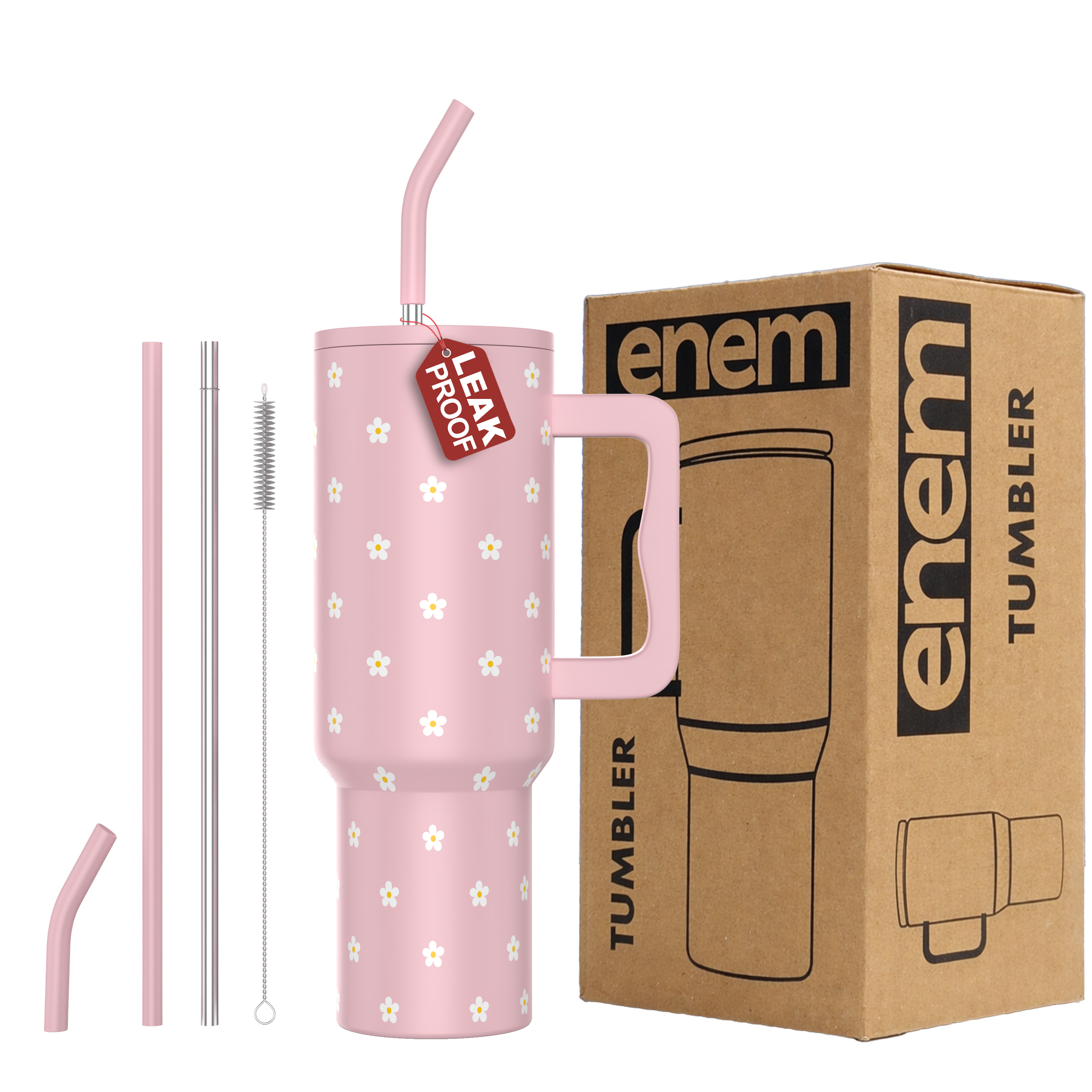 ENEM Stainless Steel Insulated Tumbler 1200ml –  Travel Mug | Petal Pink Pop | Without Accessories