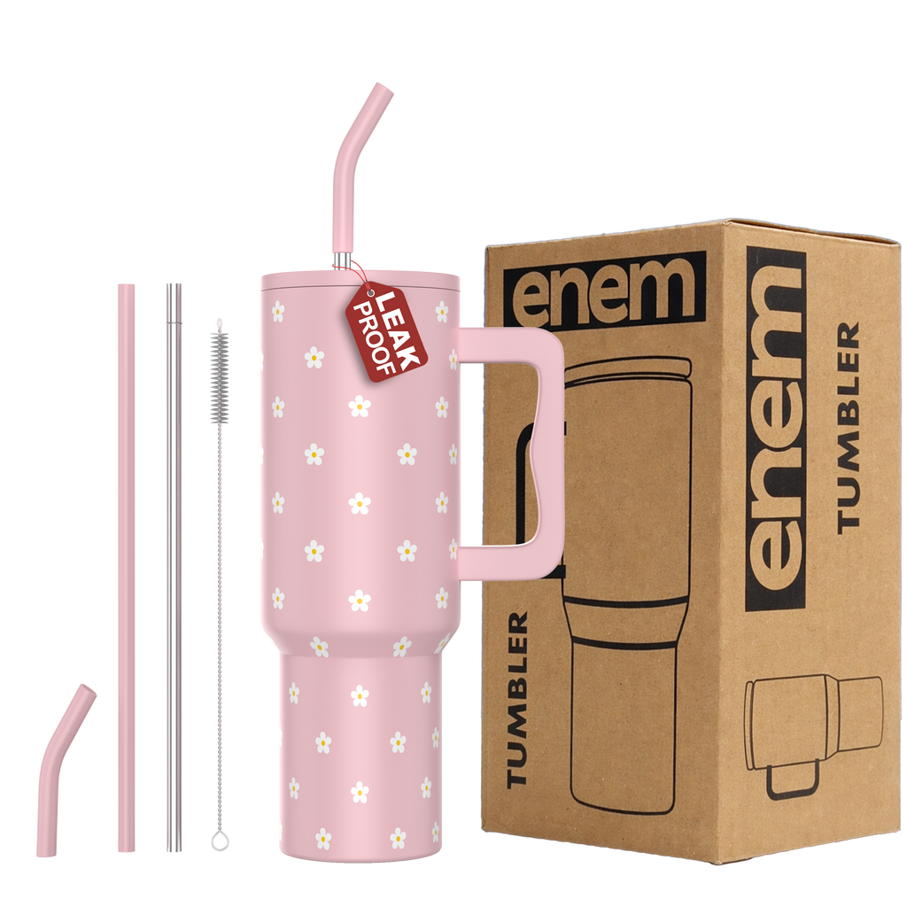 ENEM Stainless Steel Insulated Tumbler 1200ml – Leakproof Travel Mug | Petal Pink Pop | Without Accessories