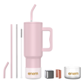enem Tumbler, Rose Whisper, Tumbler with Metal Straw, Sipper, with Lid Leak Proof, 1 Metal Ice Cube, 1 Copper Spring (Tamba), Base Protector, Mug Travel, 1.2L