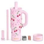 ENEM Stainless Steel Insulated Tumbler 1200ml – Travel Mug | Plugged Straw | Cherry Blossom | With Accessories