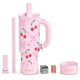 ENEM Stainless Steel Insulated Tumbler 1200ml – Travel Mug | Plugged Straw | Cherry Blossom | With Accessories