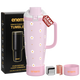 enem Sweet Floral Inbuilt Straw Tumbler with Handle, Stainless Steel Large Travel Mug, 1.2L