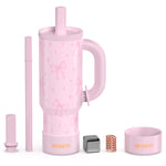 ENEM Stainless Steel Insulated Tumbler 1200ml – Travel Mug | Plugged Straw | Bow Blush | With Accessories