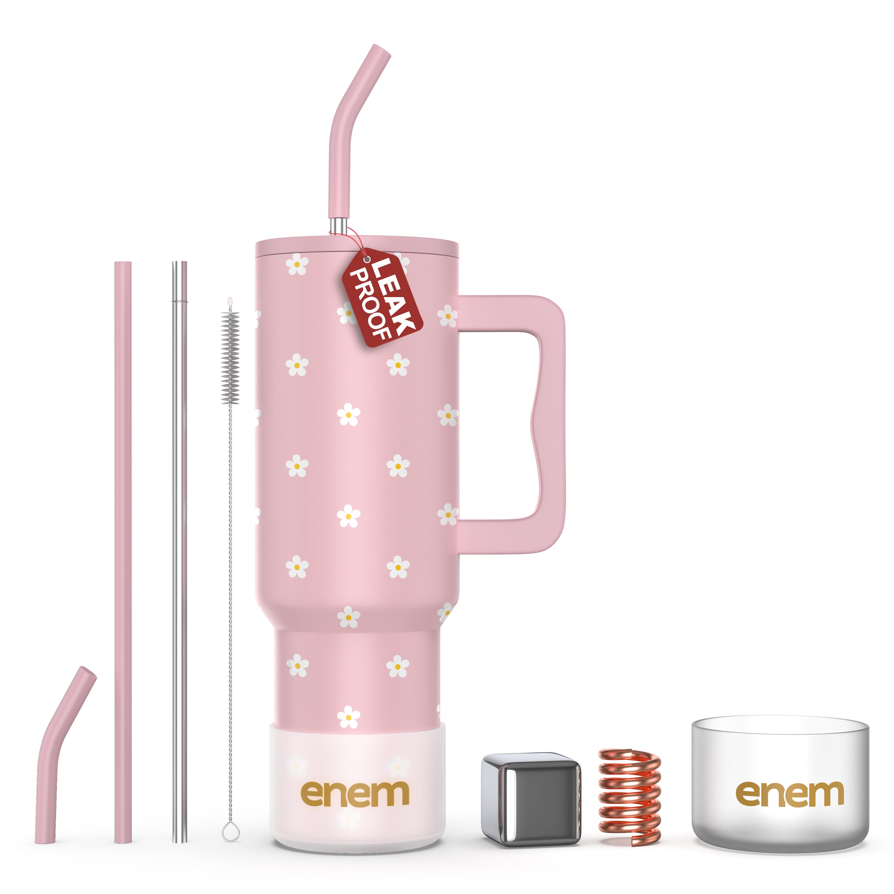ENEM Stainless Steel Insulated Tumbler 1200ml – Travel Mug | Petal Pink Pop