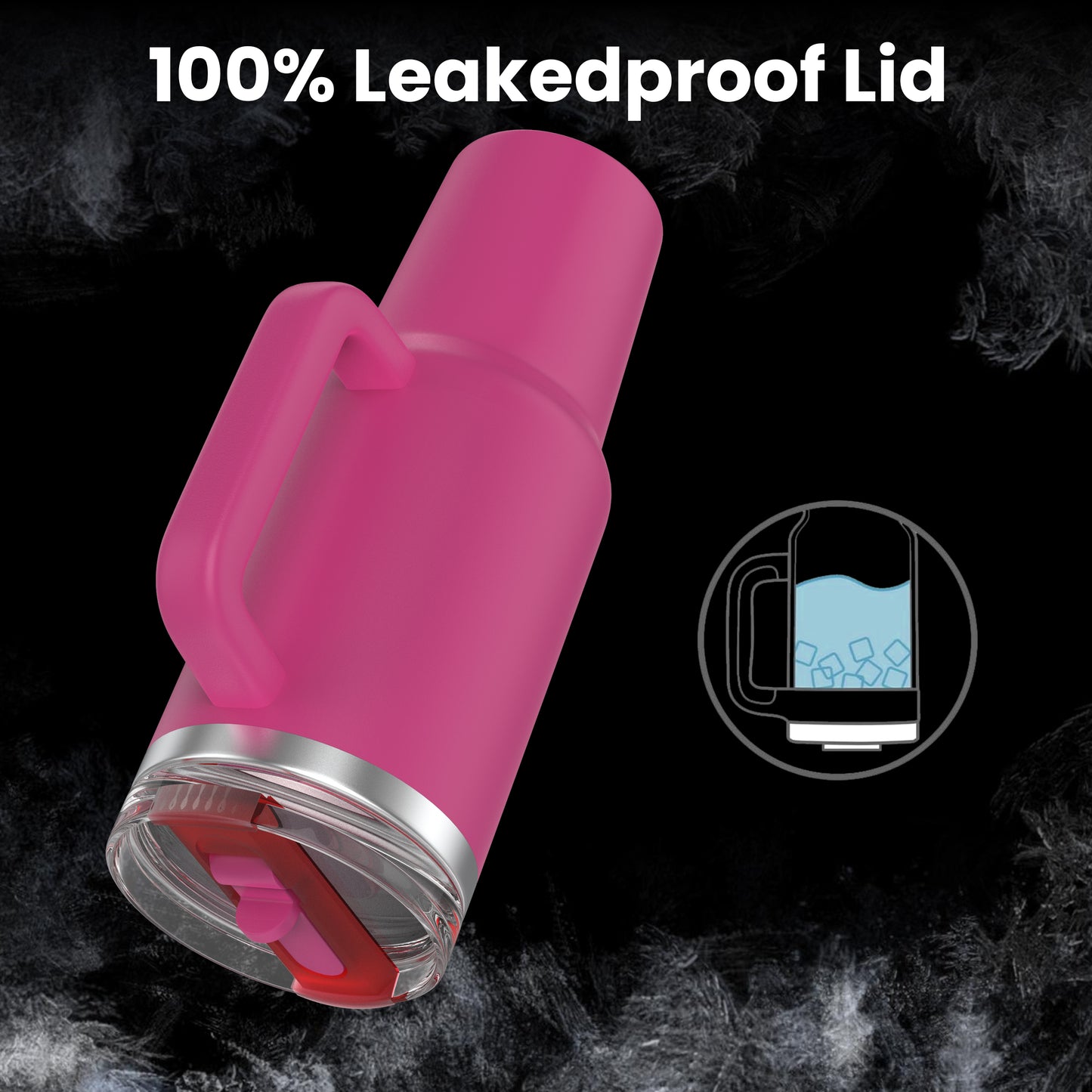 Enem Tumbler, Majestic Pink, Tumbler with Inbuilt Straw, Sipper, with Lid Leak Proof, 1 Metal Ice Cube & 1 Copper Spring