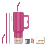 enem Tumbler, Candy Pop, Tumbler with Metal Straw, Sipper, with Lid , 1 Metal Ice Cube, 1 Copper Spring (Tamba), Base Protector, Mug Travel, 1.2L