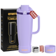 enem Soft Orchid Inbuilt Straw Tumbler with Handle, Stainless Steel Large Travel Mug, 1.2L