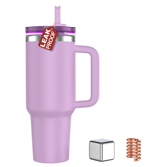 Enem Tumbler, Lavender, Tumbler with Inbuilt Straw, Sipper, with Lid Leak Proof, 1 Metal Ice Cube & 1 Copper Spring