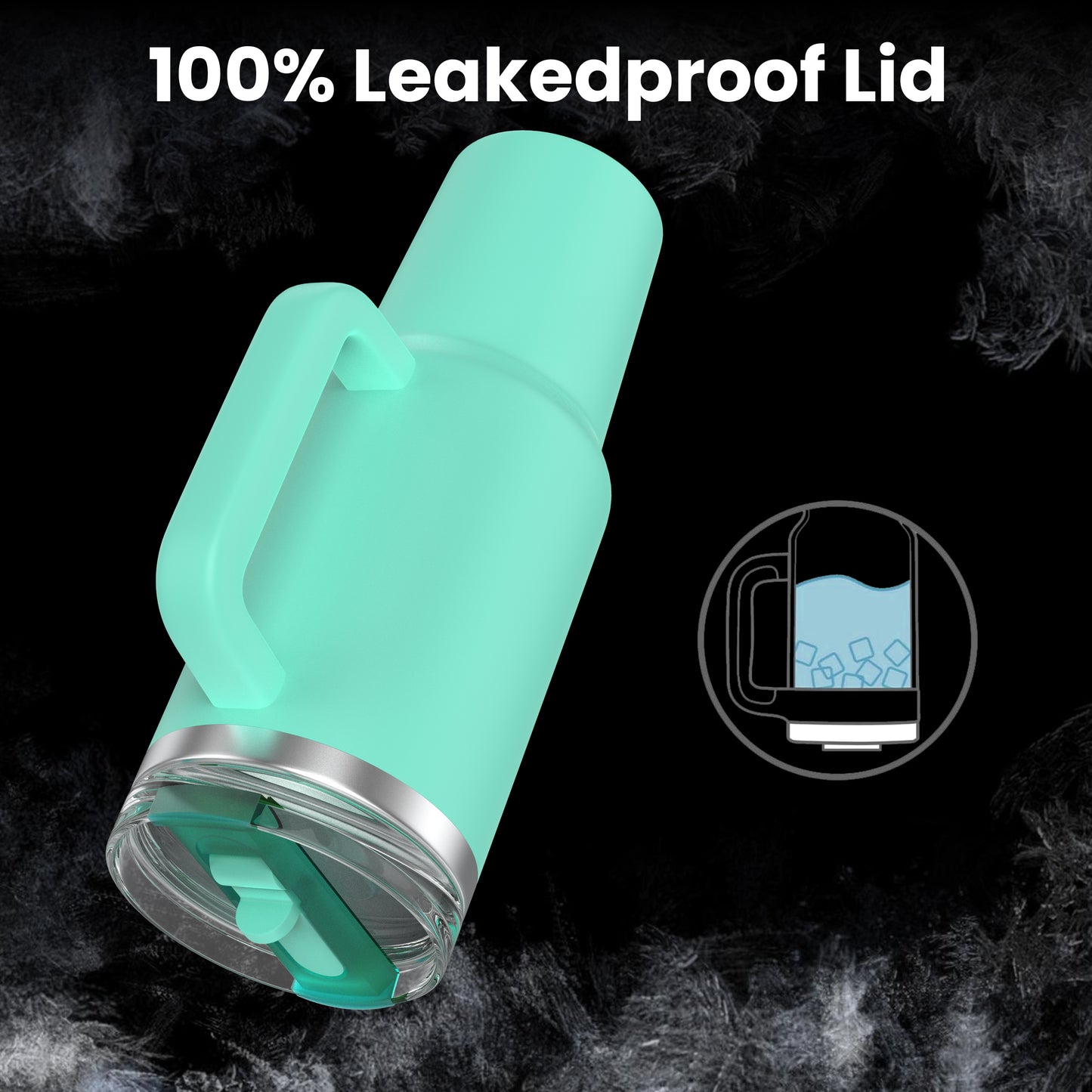 Enem Tumbler, Sea Green, Tumbler with Inbuilt Straw, Sipper, with Lid Leak Proof, 1 Metal Ice Cube & 1 Copper Spring