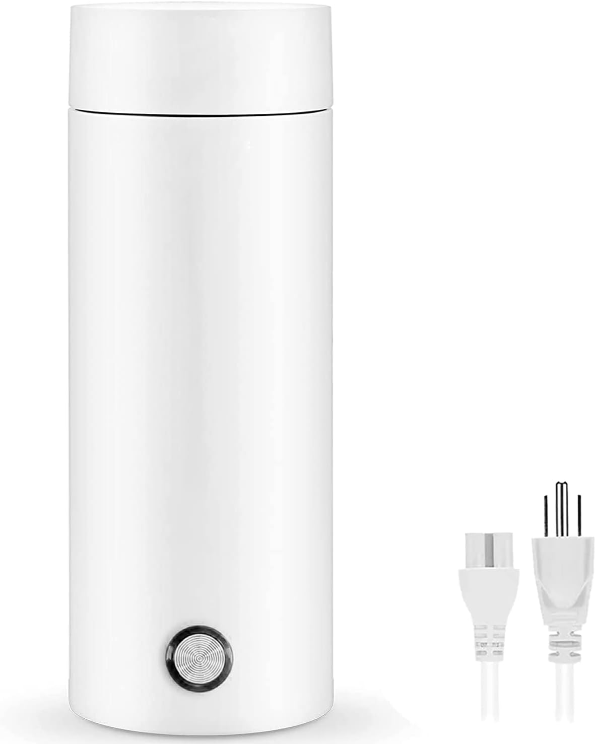 Portable Electric Kettle White 300ml, Stainless Steel Bottle, Automatic Shut off and Dry Protection Travel Kettle
